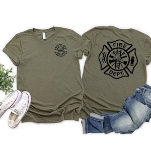 Custom Name Firefighter Shirt, Fireman Tee, Fire Department, First Responder, Gift For Fireman, Fire Dept. Logo Shirt, Fire Fighter Gift
