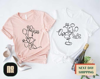 Mickey And Minnie Mouse Sketch Shirt, Disney Couples T-shirt, Disneyland Trip Sweatshirt, Disney World Matching Sweater, Mickey Pose Tee