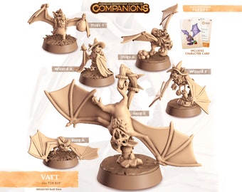 Vatt the Bat Companion - Cast n Play | DnD Miniatures, Tabletop Minis, Dungeons & Dragons, Pathfinder, Tabletop Games, 3D Printed