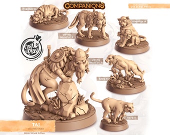 Tai the Tiger Companion - Cast n Play | DnD Miniatures, Tabletop Minis, Dungeons & Dragons, Pathfinder, Tabletop Games, Primed Miniatures