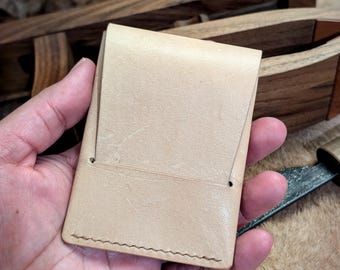 Cartera minimalista estilo canguro, hecha a mano con cuero australiano, fina y duradera, tarjetero con solapa vertical, billetera con bolsillo frontal