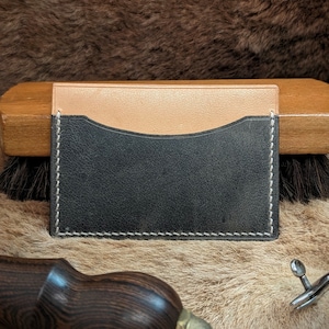 Minimalist Cardholder Wallet - Handcrafted with Grey Italian & Natural Australian Kangaroo Leather - Slim, Durable Design - Perfect Gift