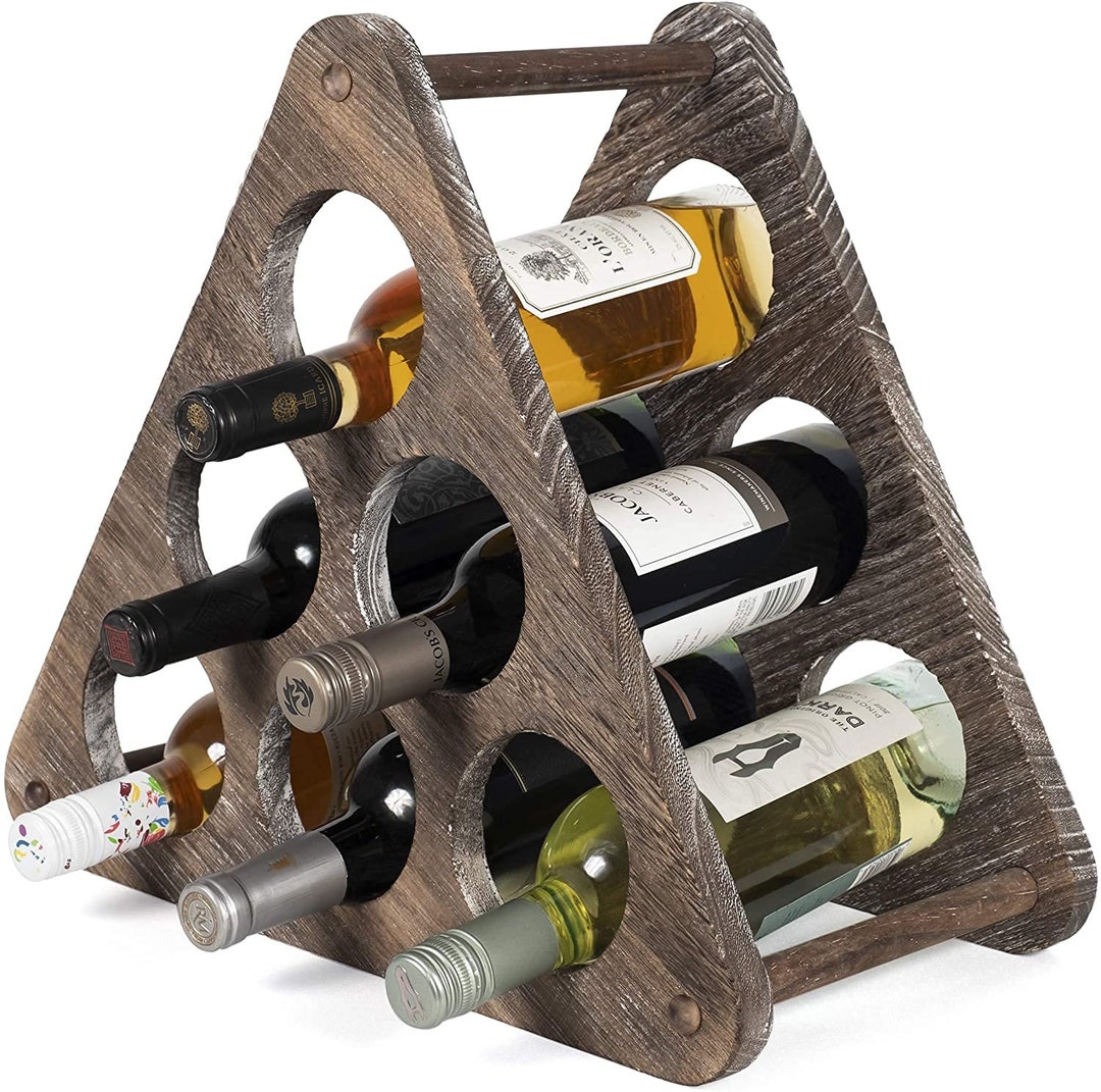 Premium Countertop Wood Wine Rack Holder for 6 Bottle Etsy