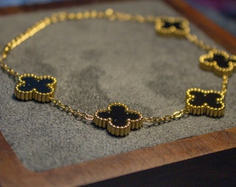 Black and Gold clover bracelet