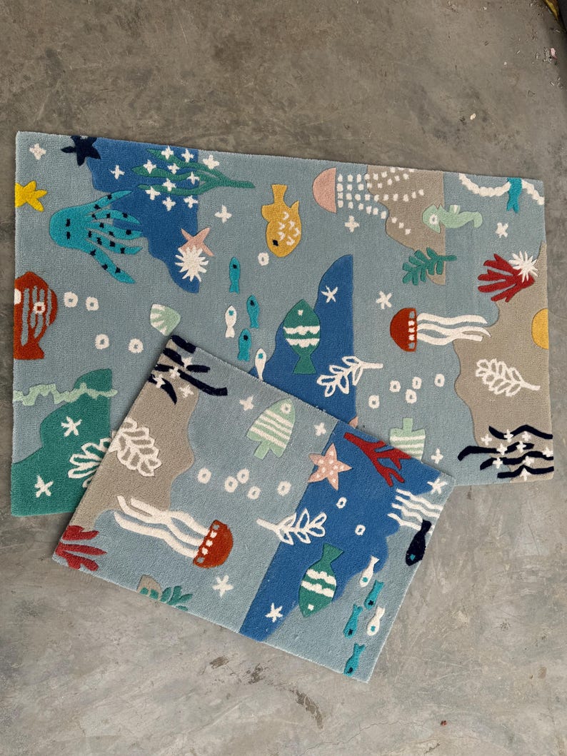 Under the Sea Rug Handtufted 100 Wool Handmade Area Rug Carpet for