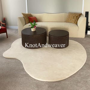 White Irregular Rug ,Hand Tufted Carpet, Rugs For living room,Handmade rug
