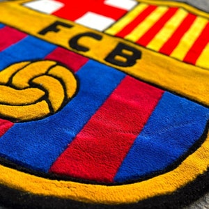 Alfombra del FC Barcelona hecha a mano, 100 % lana, hecha a mano, para el hogar, el dormitorio, la sala de estar o los niños