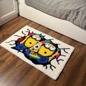 Minion rug Hand-Tufted 100% Wool Handmade Area Rug Carpet for Home| Bedroom Rug| Living Room Rug| Kids Carpet