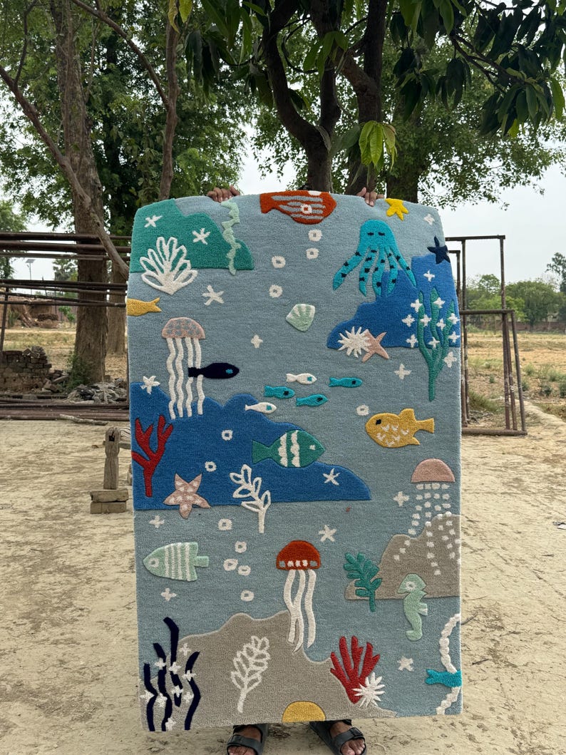 Under the Sea Rug Handtufted 100 Wool Handmade Area Rug Carpet for