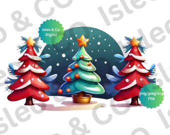 Whimsical Trio Christmas Trees - Digital Download PNG SVG JPEG - Cute Holiday Decor Graphics Formats for Frosty Creations - 3 Xmas Trees