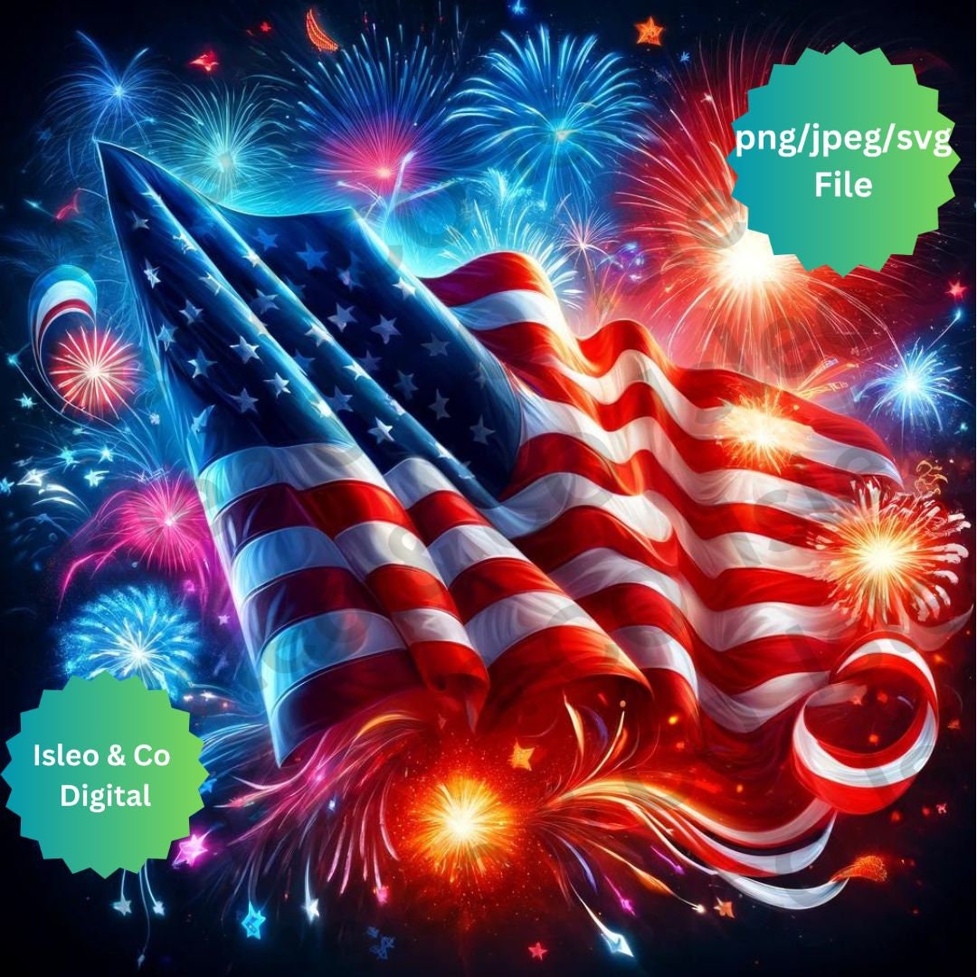 Unabhängigkeitstag Amerikanische Flagge Digitale Kunst - Feuerwerk  Hintergrund - Fantastisches 4. Juli Design - USA Flagge \u0026 Feuerwerk - JPG,  PNG, PNG - Etsy Österreich, image size:1080x1080