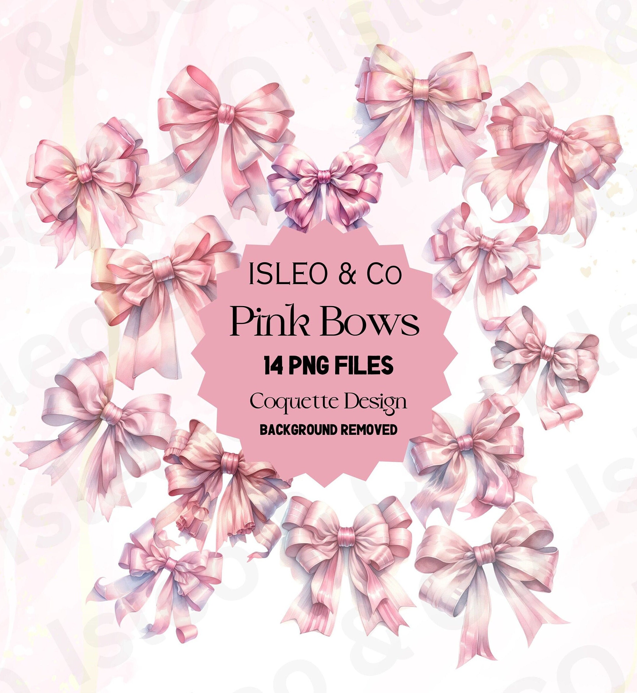 14 Watercolor Pink Bows Clipart - Pastel Pink Bow Digital Art Files ...