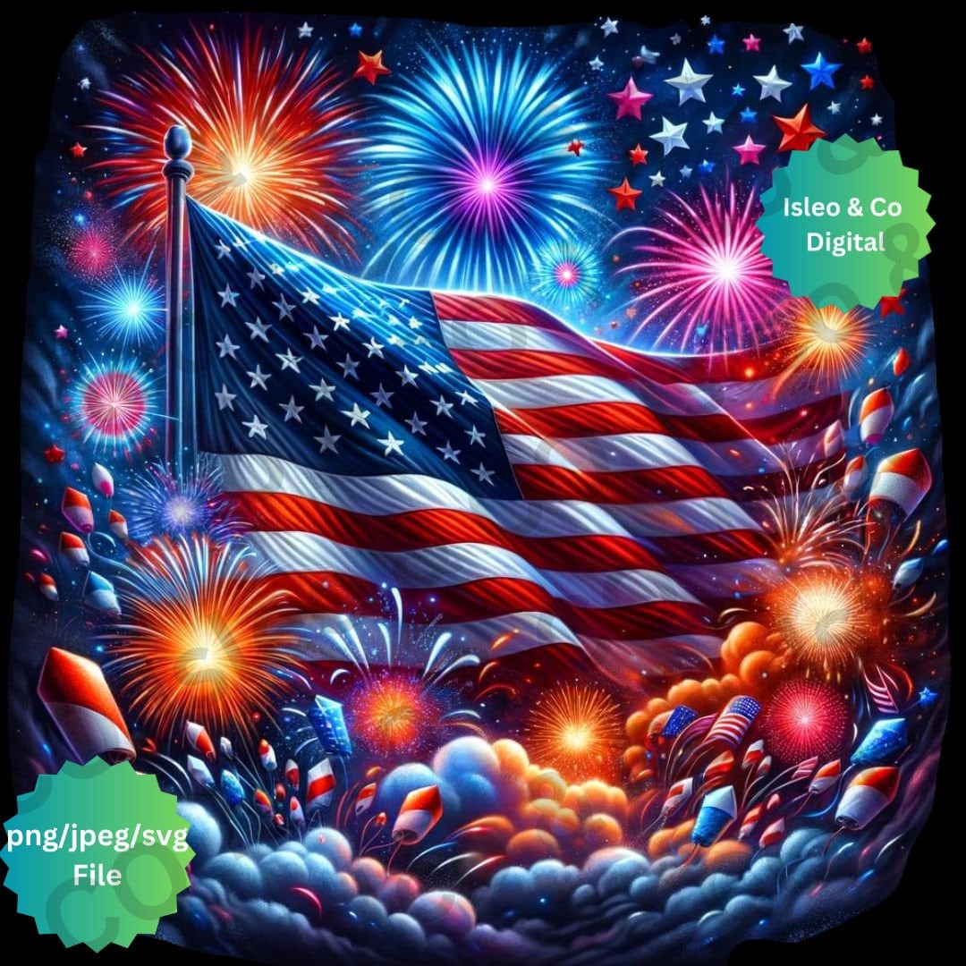 Independence Day American Flag Digital Art – Fireworks Background ...