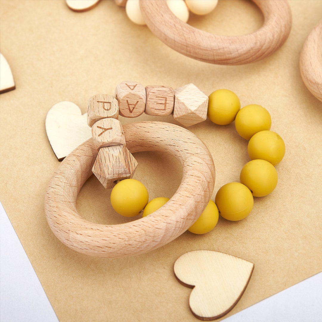 Personalised Baby Toy Ring,custom Name Rattle Toy,wood Baby Rattle,baby