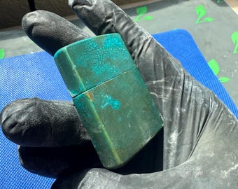 Green Patina Zippo Lighter: The "Swamp Thing”-Solid Brass Case, Customized Insert Options