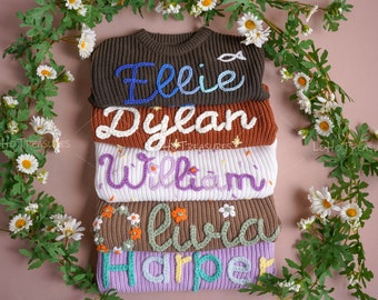 Personalized Baby Sweater: Hand-Embroidered Name, Custom Knit