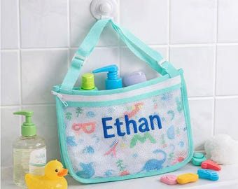 Embroidered Seashell Bag, Personalized Mesh Beach Bag, Monogram Shell Tote, Kids Beach Bag, Seashell Storage Tote, Pool Toy Bag