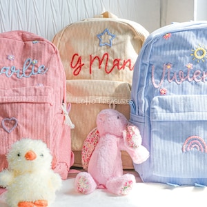 Handgemachter Cord Rucksack: Personalisierte bestickte Schultasche für Kinder und Kleinkinder