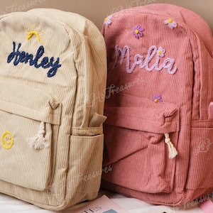 Handmade Corduroy Backpack: Personalized Embroidered School Bags for Kids and Toddlers image 2