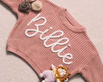 Personalized Baby Sweater: Hand-Embroidered Name, Custom Design