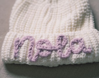 Personalized Knit Pom Pom Beanie: Embroidered Cozy Headwear