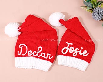 Personalized Baby Santa Hat – Custom Embroidered Pom-Pom Beanie