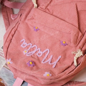 Handmade Corduroy Backpack: Personalized Embroidered School Bags for Kids and Toddlers image 3