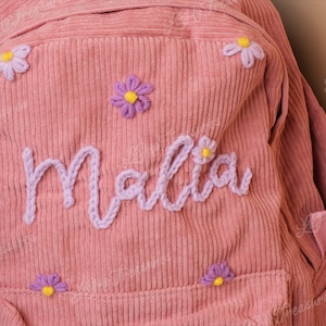 Handmade Corduroy Backpack: Personalized Embroidered School Bags for Kids and Toddlers zdjęcie 5