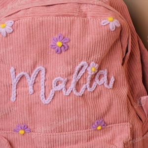 Handmade Corduroy Backpack: Personalized Embroidered School Bags for Kids and Toddlers