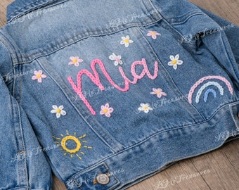Adorable veste en jean personnalisée pour bébé et tout-petit - veste en jean personnalisée avec nom brodé - cadeau pour une baby shower ou un anniversaire !