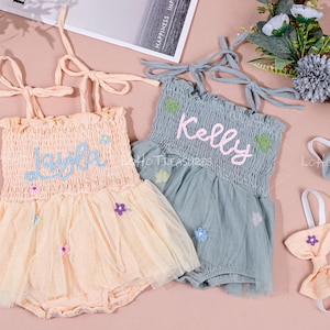 Personalized Baby Tutu Dress – Custom Embroidered Birthday Romper, Cake Smash Outfit, First Birthday or Baby Shower Gift
