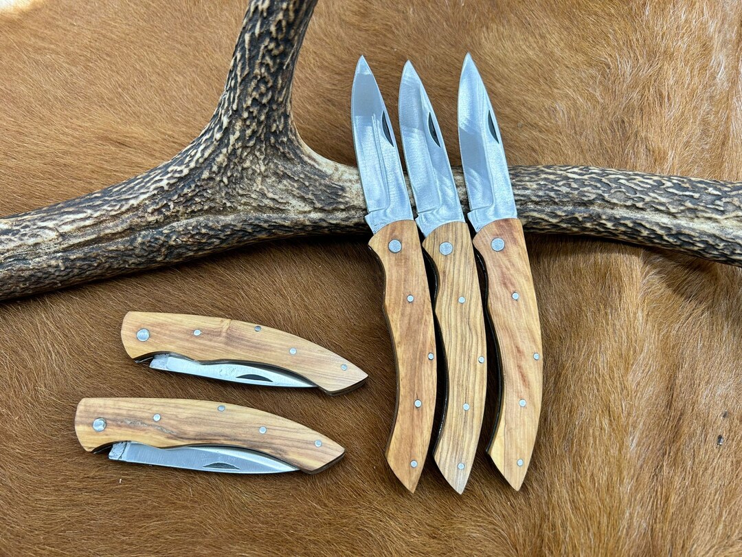 Set of 5 Pocket Knives Olive Wood Handle Ref 2024 Size 19cm Etsy