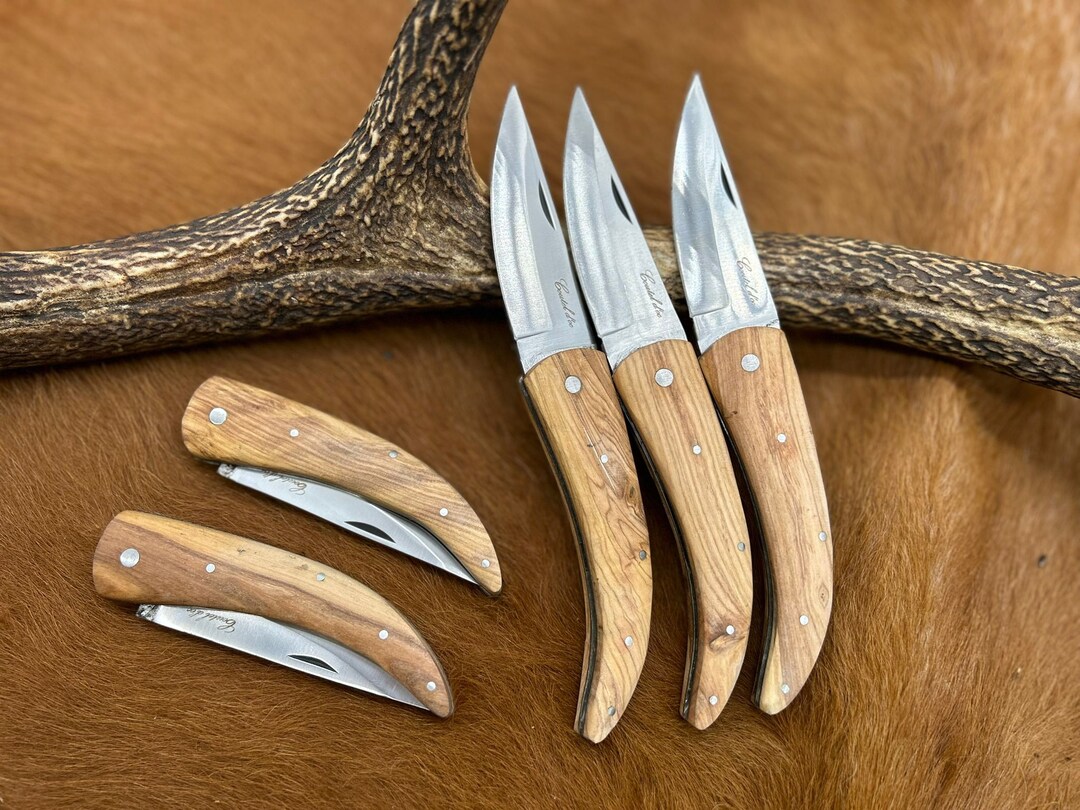 Set of 5 Pocket Knives Olive Wood Handle Ref 2010 Size 21cm Etsy