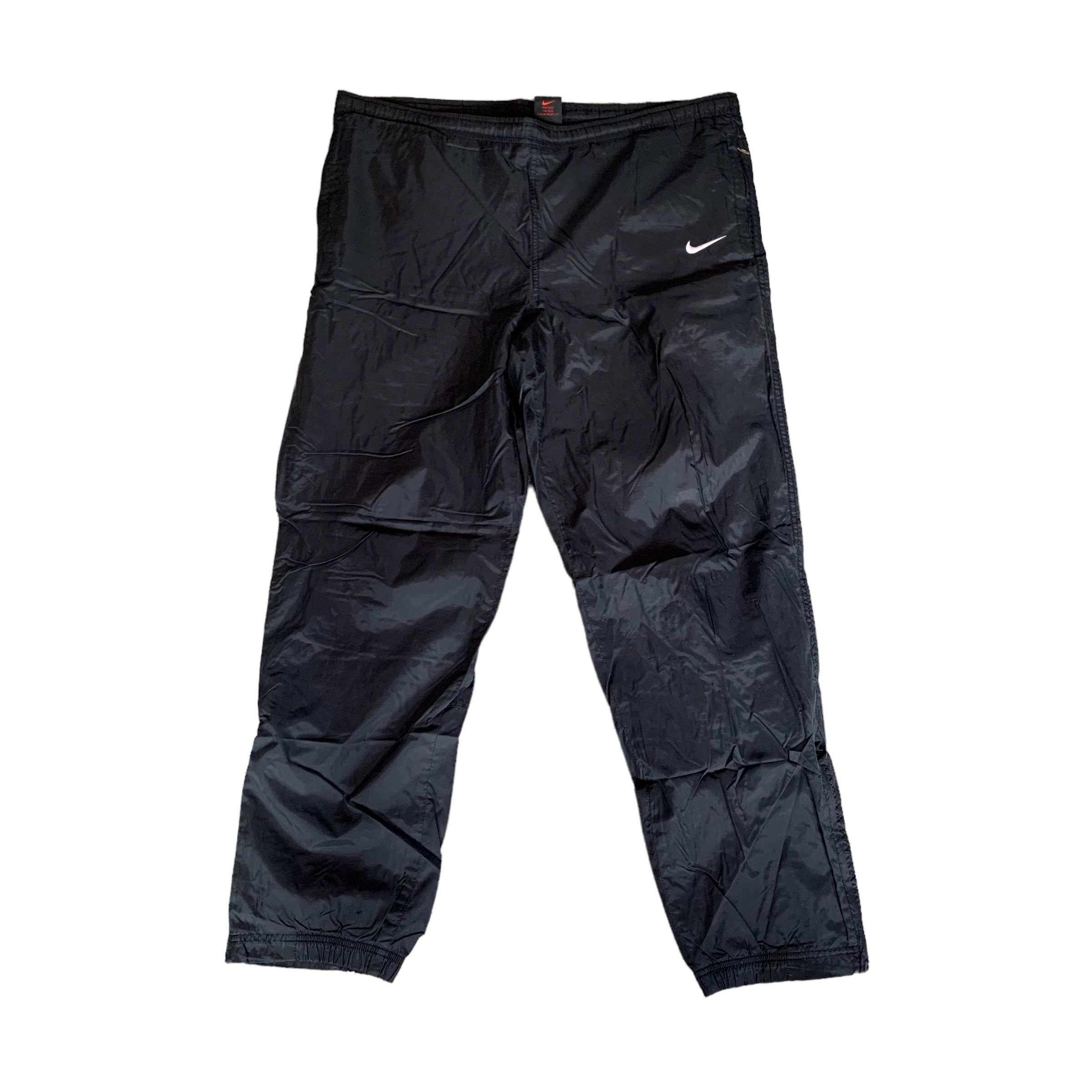 Vintage 90s Black Lined Nike Parachute Pants / Track Pants / Nike Black Tag  / Streetwear / Warm Up Pants / M