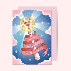 Biglietto di auguri di compleanno ispirato a Sailor Moon / Buon compleanno magico / Ragazza magica / Cardcaptor Sakura / Wedding Peach / Idee regalo manga anime /
