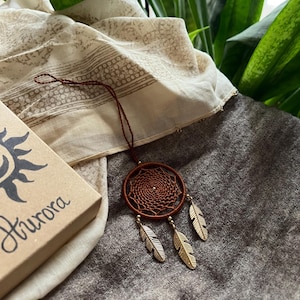 Mini Dreamcatcher Charm / Boho Car Mirror Hanging / Bag Accessory / Handmade with Gold Feathers / Spiritual Gift / Handmade Dreamcatcher