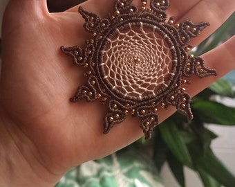 Handmade Dreamcatcher/Tribal Sun Gift/Sun Dreamcatcher/Small Dreamcatcher/Car Dreamcatcher/Ethnic Gift/Handmade Gift/Boho Decor/Hippie Decor
