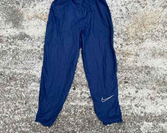 Vintage Nike nylon track pant joggers drill y2k streetwear 90’s 00’s men’s M navy blue