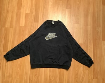 Nike big center logo felpa da uomo girocollo posteriore grigio taglia L anni '80 y2k vintage streetstyle anni '90 trapano oppio retrò