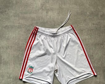 Short adidas Liverpool pour homme taille L blanc rouge sportswear des années 80 y2k vintage streetstyle des années 90 drill opium rétro