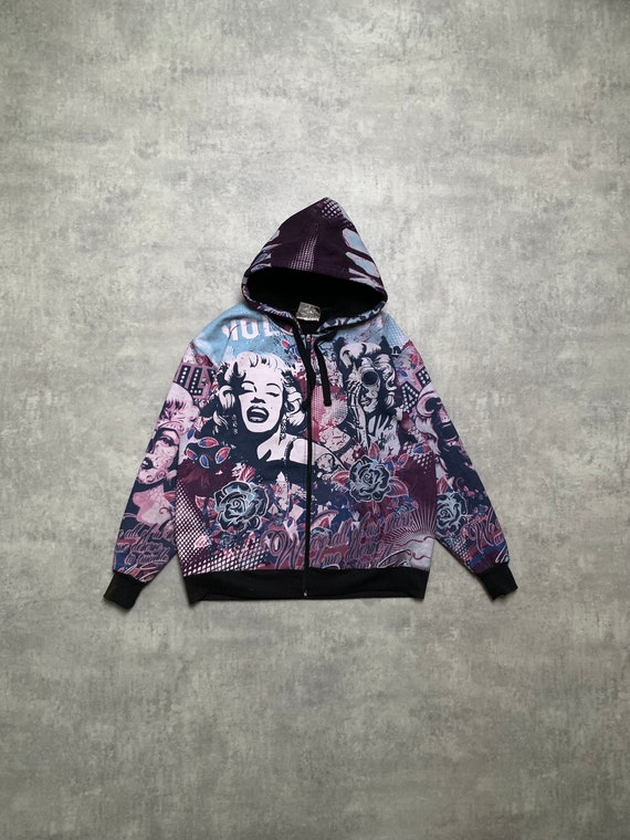 Marilyn Monro unisex zip hoodie size M pattern y2… - image 1