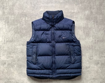 Veste matelassée Nike vintage pour hommes M marine streetwear streetstyle y2k vintage des années 90's 00 perceuse rétro ykk luxe des années 80