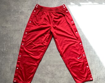Pantalon adidas homme boutons en polyester rouge taille XL des années 80, y2k vintage streetstyle des années 90, perceuse opium rétro