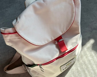 Sac Lacoste sac à dos beige blanc rouge des années 80 y2k vintage streetstyle des années 90 drill opium rétro