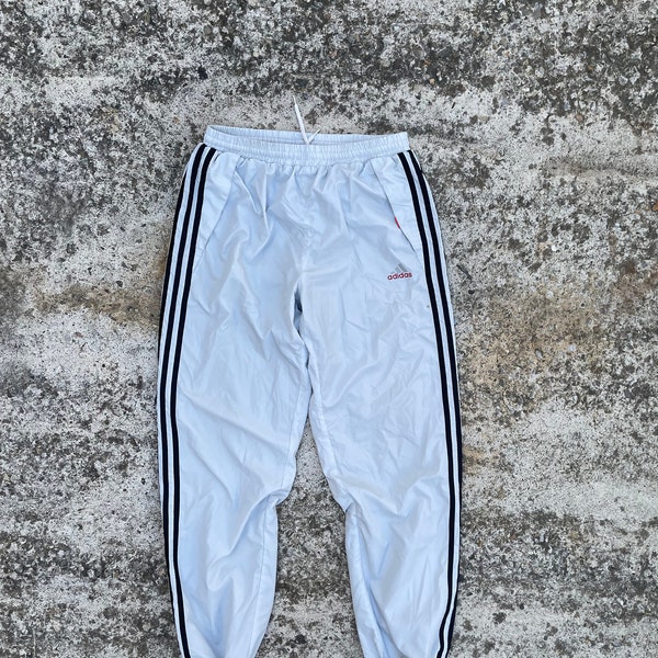 Adidas nylon track pant joggers mens S from 2002 grey red logo streetwear streetstyle y2k vintage 90’s 00’s retro drill ykk