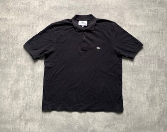 Lacoste Herren Basic Polo-Shirt Kurzarm Gr. XL-XXL schwarz 80er Jahre 80er Jahre Streetstyle 90s Drill Opium Retro