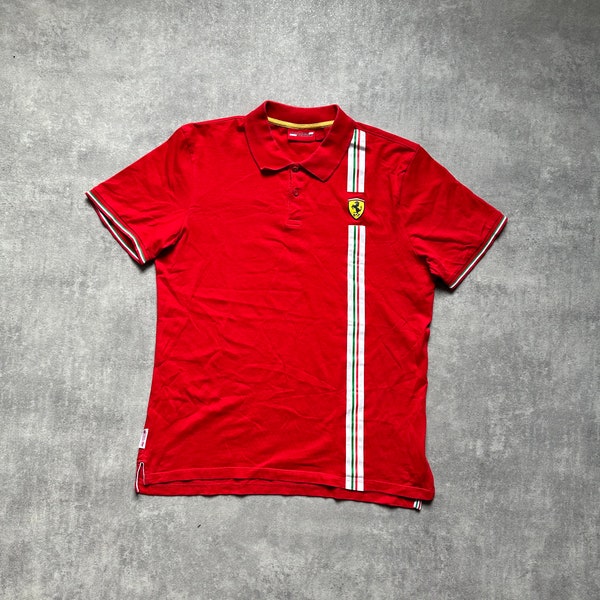 Ferrari scuderia polo t-shirt short sleeve men’s size L red racing formula 1 f1 uno sportswear vintage y2k Michael Schumacher 90s