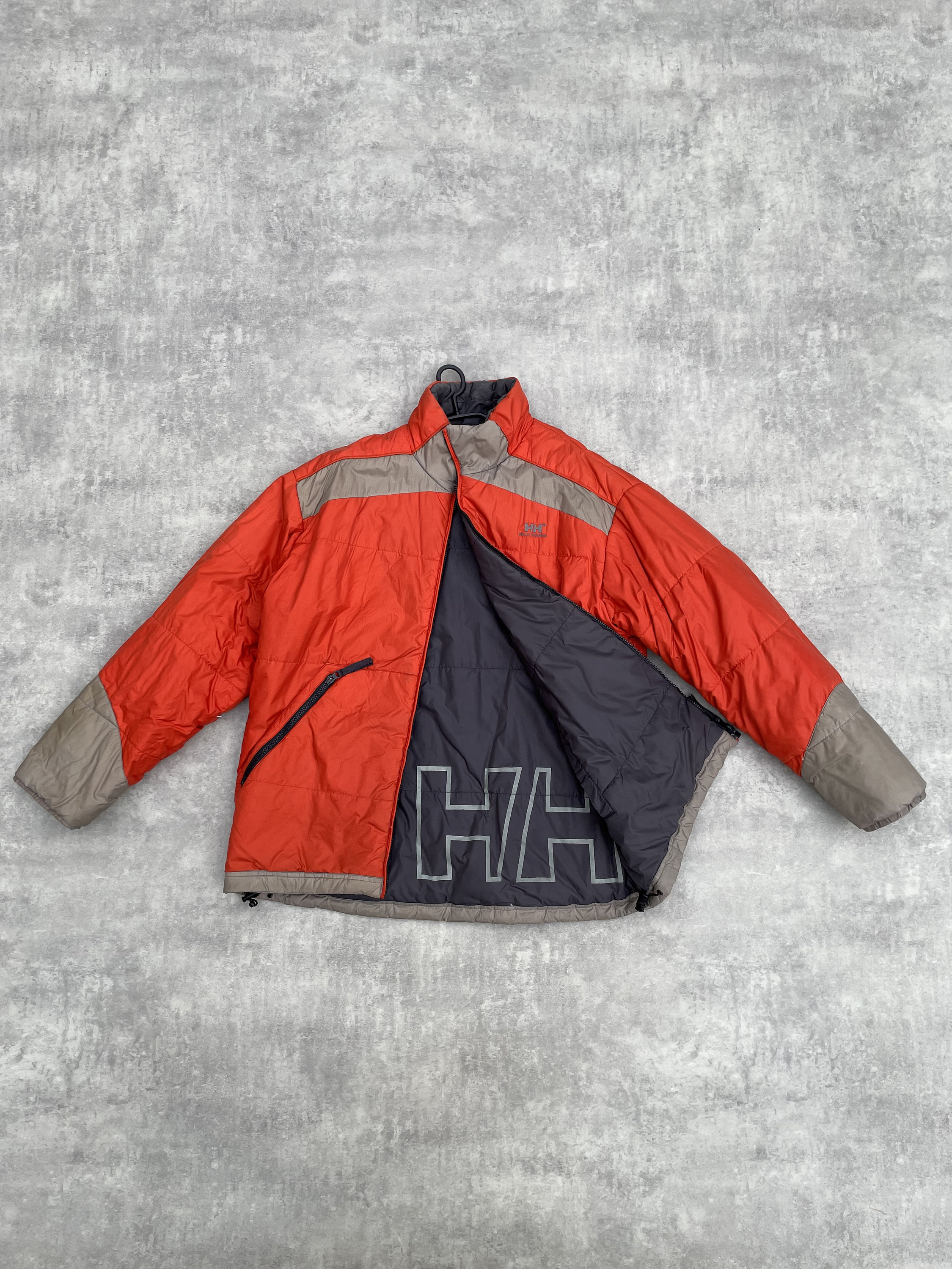 Vintage 90s Helly Hansen Reversible Down Zip Puffer Jacket Red
