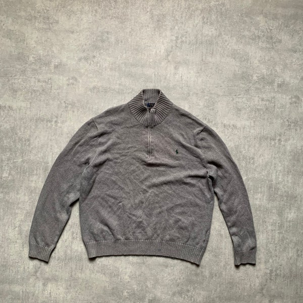 PLR polo Ralph Lauren 1/4 zip men’s sweater gray size XL 80s y2k vintage streetstyle 90s drill opium retro