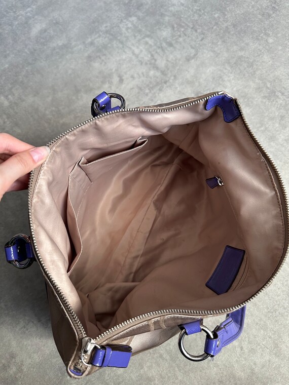 coach hand bag beige purple monogram 80s y2k vint… - image 4